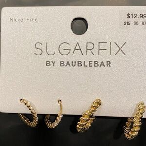 Sugarfix by BaubleBar Two Hoops Earrings Hearts NEW